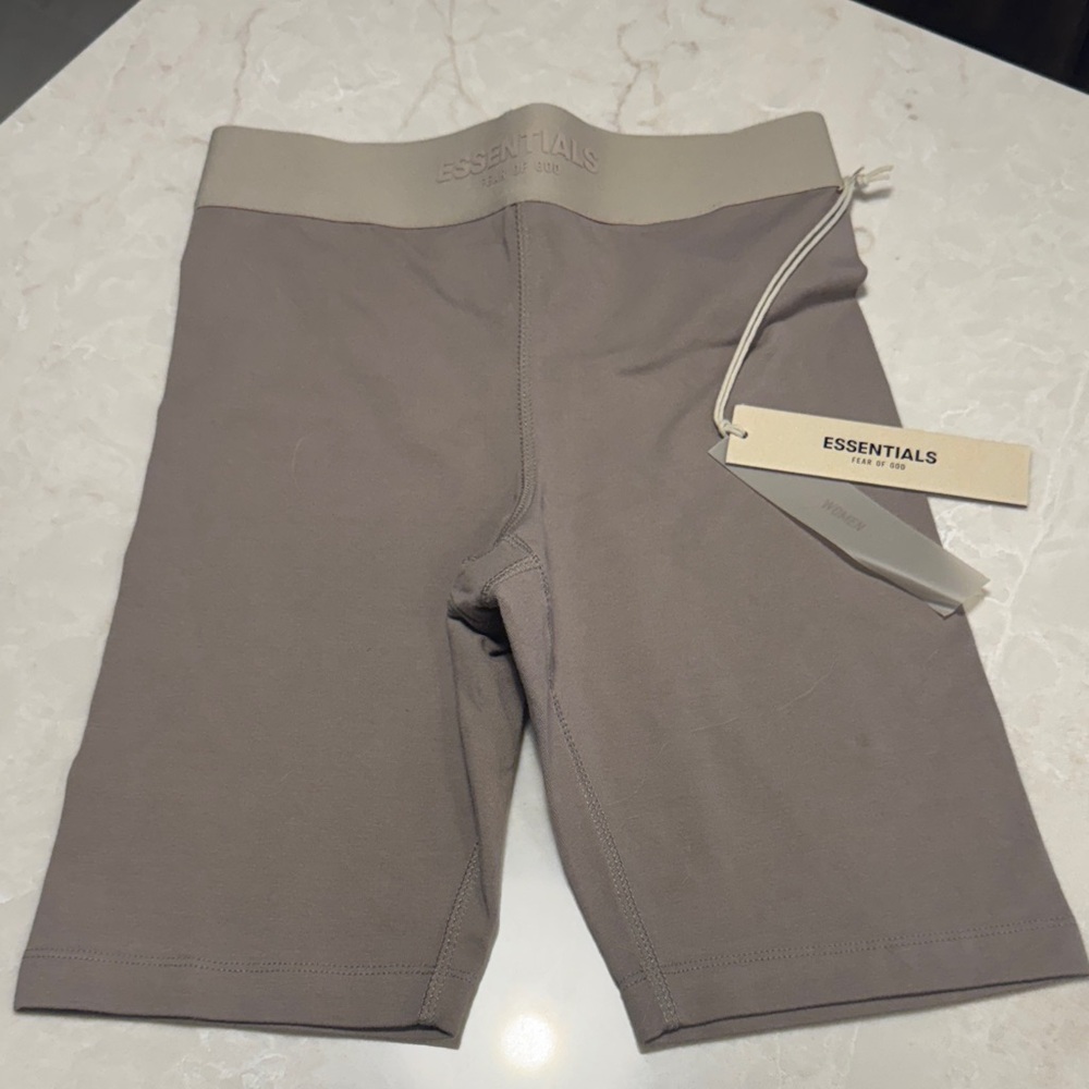 Essentials Beige Biker Shorts